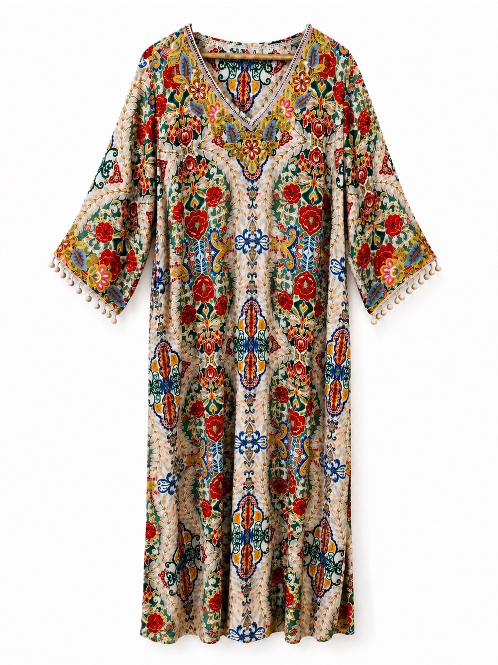 Soft Surroundings Ipanema Embroidered Beaded Caftan Maxi dress in Rio Rainbow - Picture 1 of 16